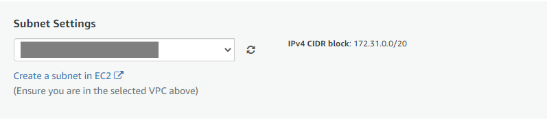 Select a Subnet or create a new one