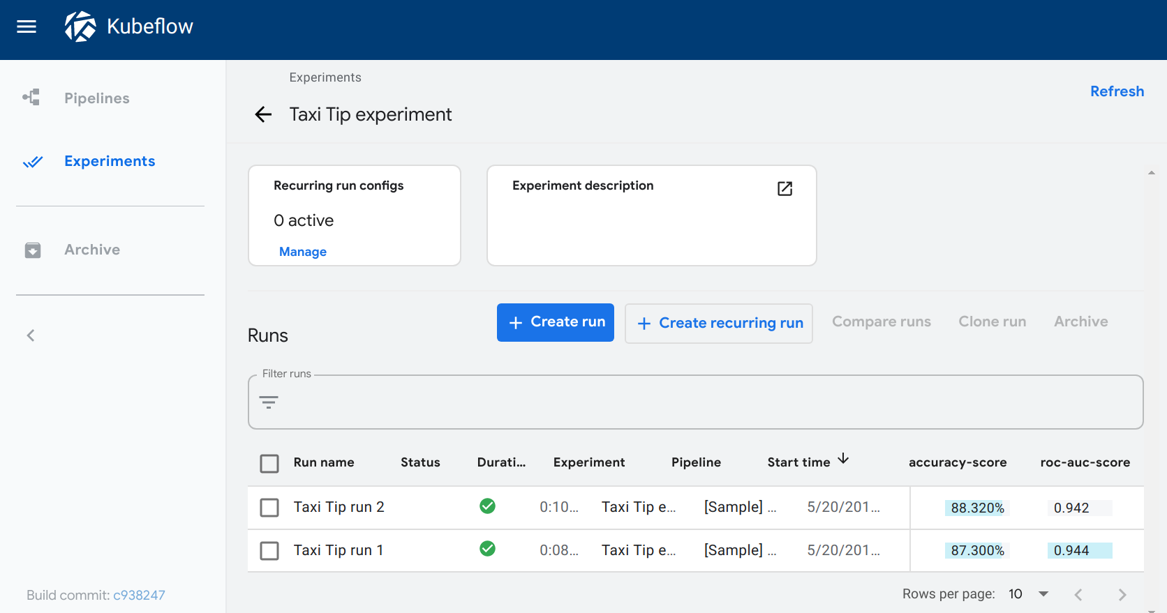 Metrics from a pipeline run